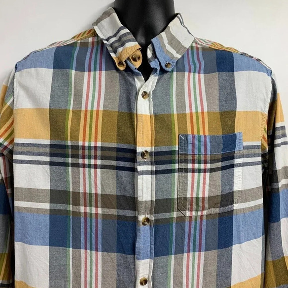 Woolrich Men's Plaid Button Down Collared Organic Cotton‎ Shirt Size L - Picture 4 of 12